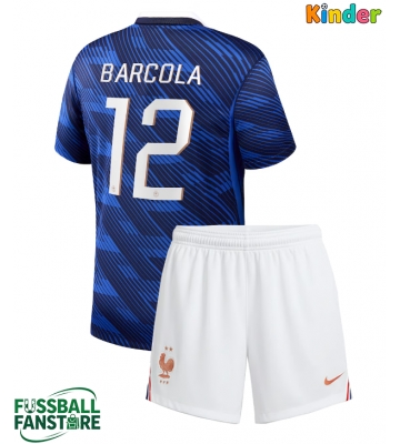 Frankreich Bradley Barcola #12 Replik Heimtrikot Kinder WM 2026 Kurzarm (+ Kurze Hosen)
